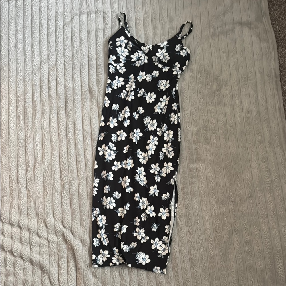 No Boundaries Black and White Slip Midi Dress